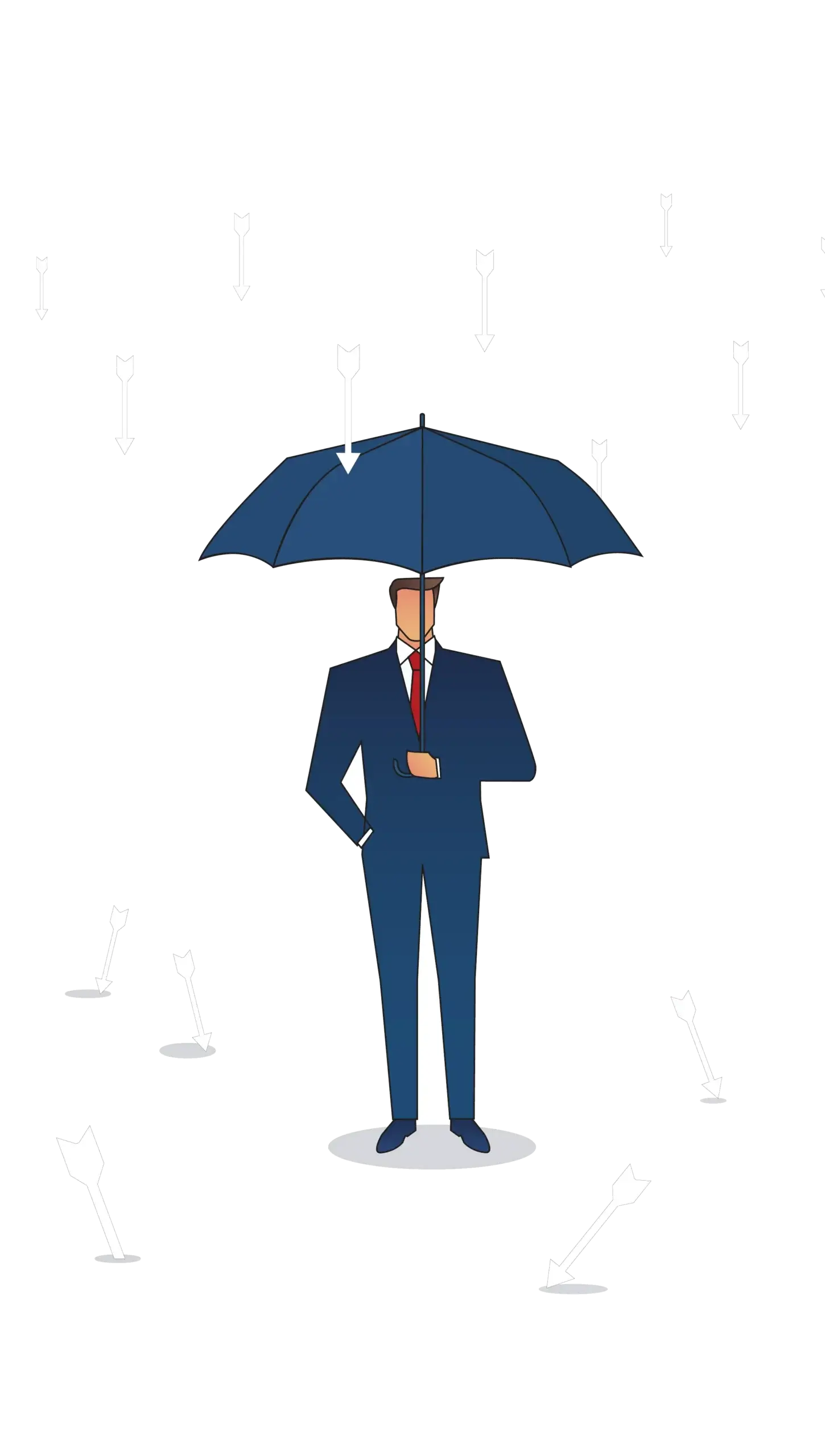 Business buyer protected by an umbrella from supplier risks