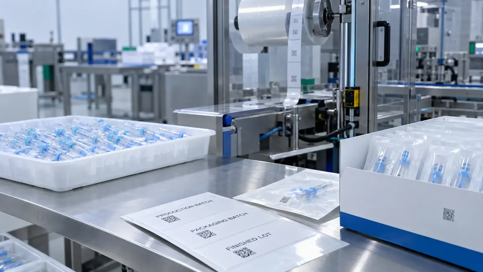 Medical consumables warehouse organized by controlled lot numbers