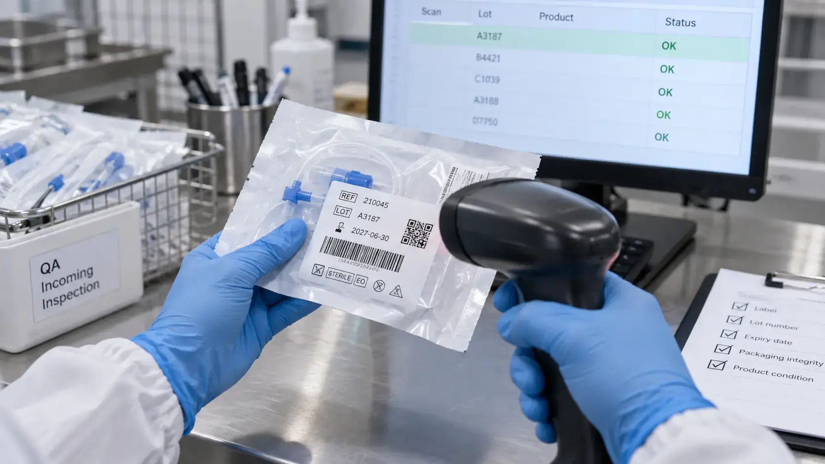 Medical consumables with lot barcode and packaging traceability labels